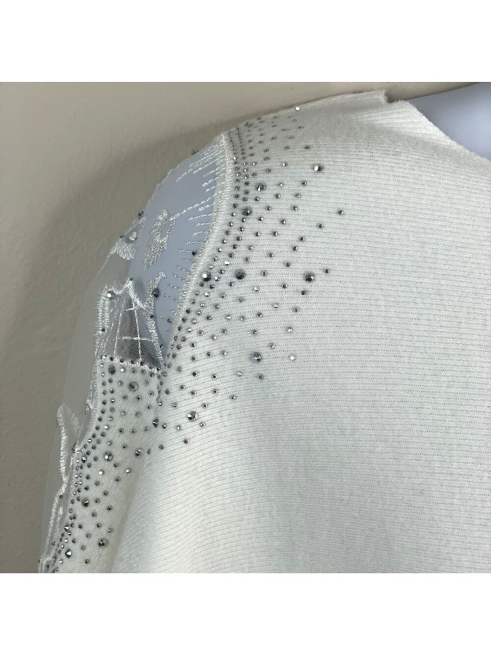 Vila Milano Sweater Women Medium Rhinestone Lace Sleeve City Chic Pullover Party - Picture 3 of 7